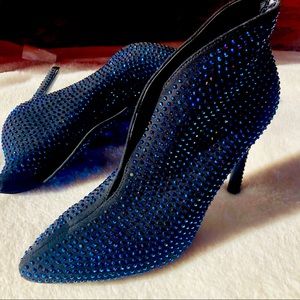 anne michelle rhinestone embellised v cut stiletto